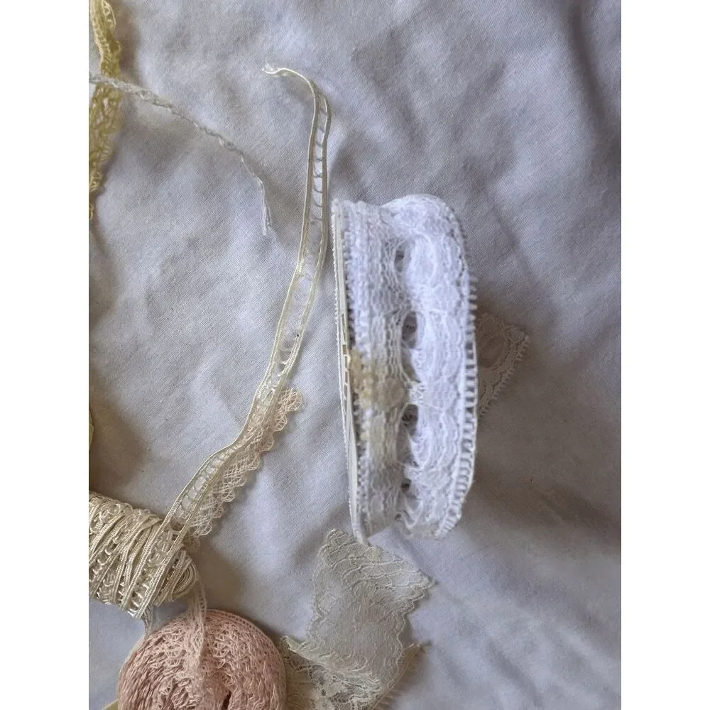 Vintage Lace/Rick Rack Lot, White/Pink/Red/Blue, Wide/Narrow